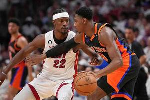 Jimmy Butler, Bam Adebayo dominate New York Knicks to put Miami Heat on brink of Eastern Conference finals