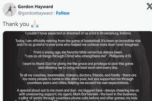 Gordon Hayward Announces NBA Retirement After 14 Seasons