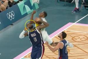 LeBron James gets cut above eye by elbow during Team USAβs win over Brazil