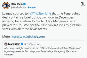 EX-ROCKETS BIG MAN BOBAN MARJANOVIC JOINS EUROLEAGUE’S FENERBAHCE